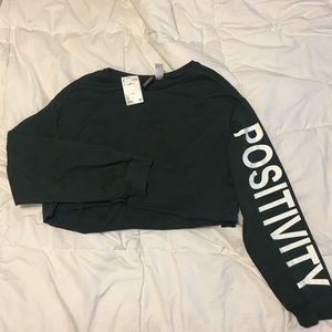 NWT “POSITIVITY” Long Sleeve Crop Top